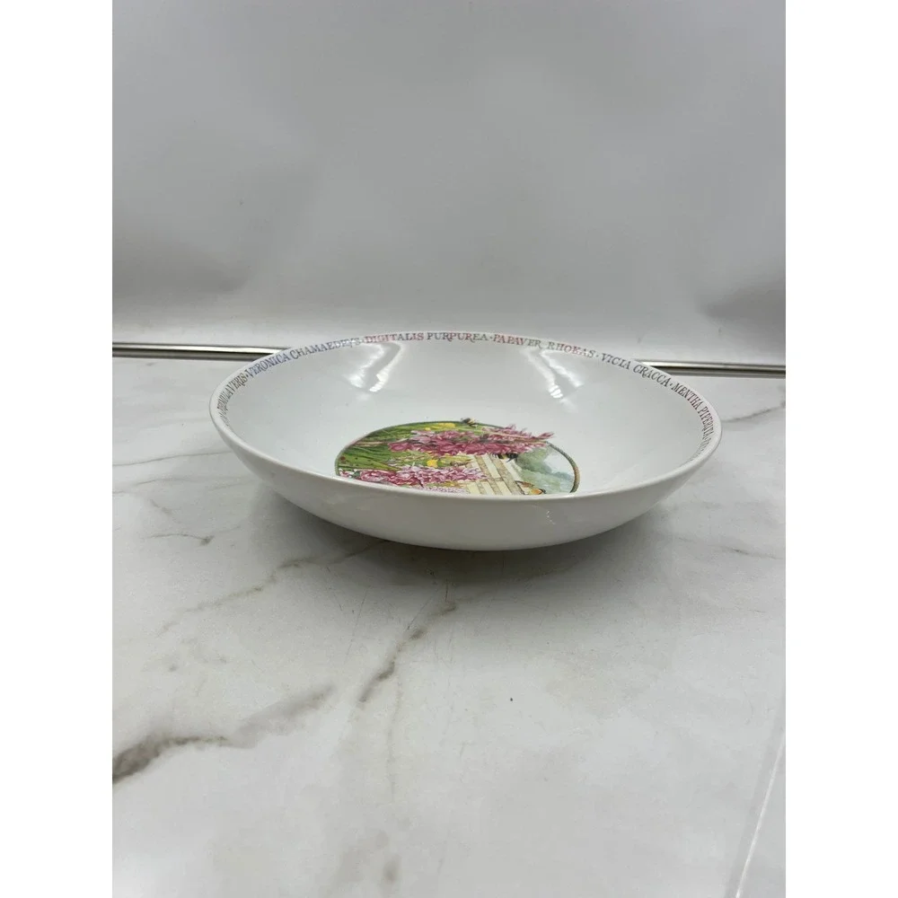 Vtg Marjolein Bastin Wildflower Meadow Pasta Soup Bowl Botanical Bees Birds 8.5